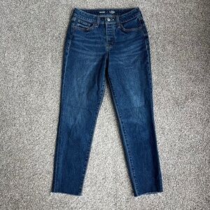 Old Navy High Rise OG Straight Medium Wash‎ Raw Hem Jeans, Size 2